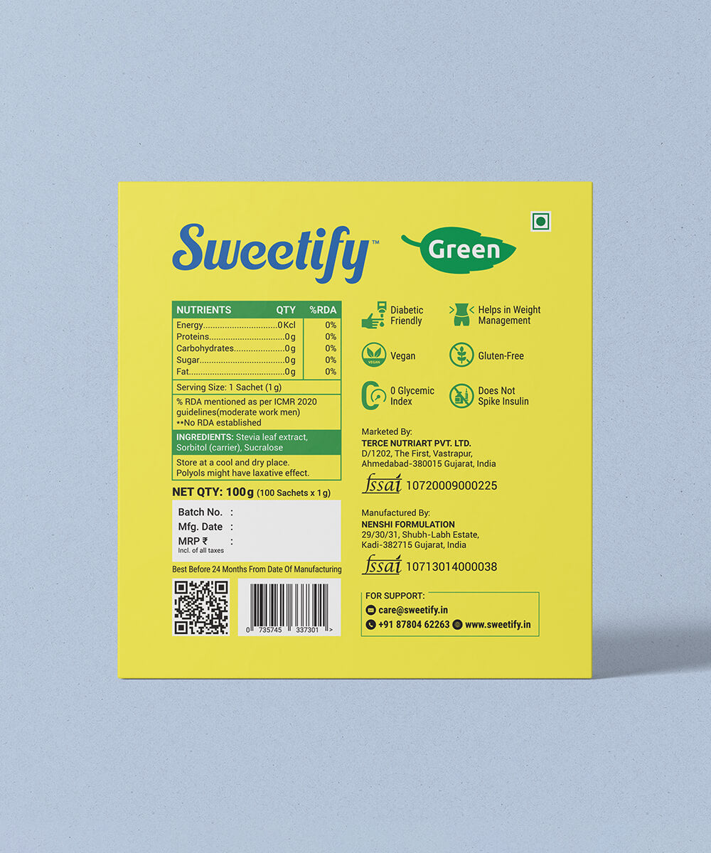 Zero Calorie Sugar-free Stevia Sweetener - Sachet Box